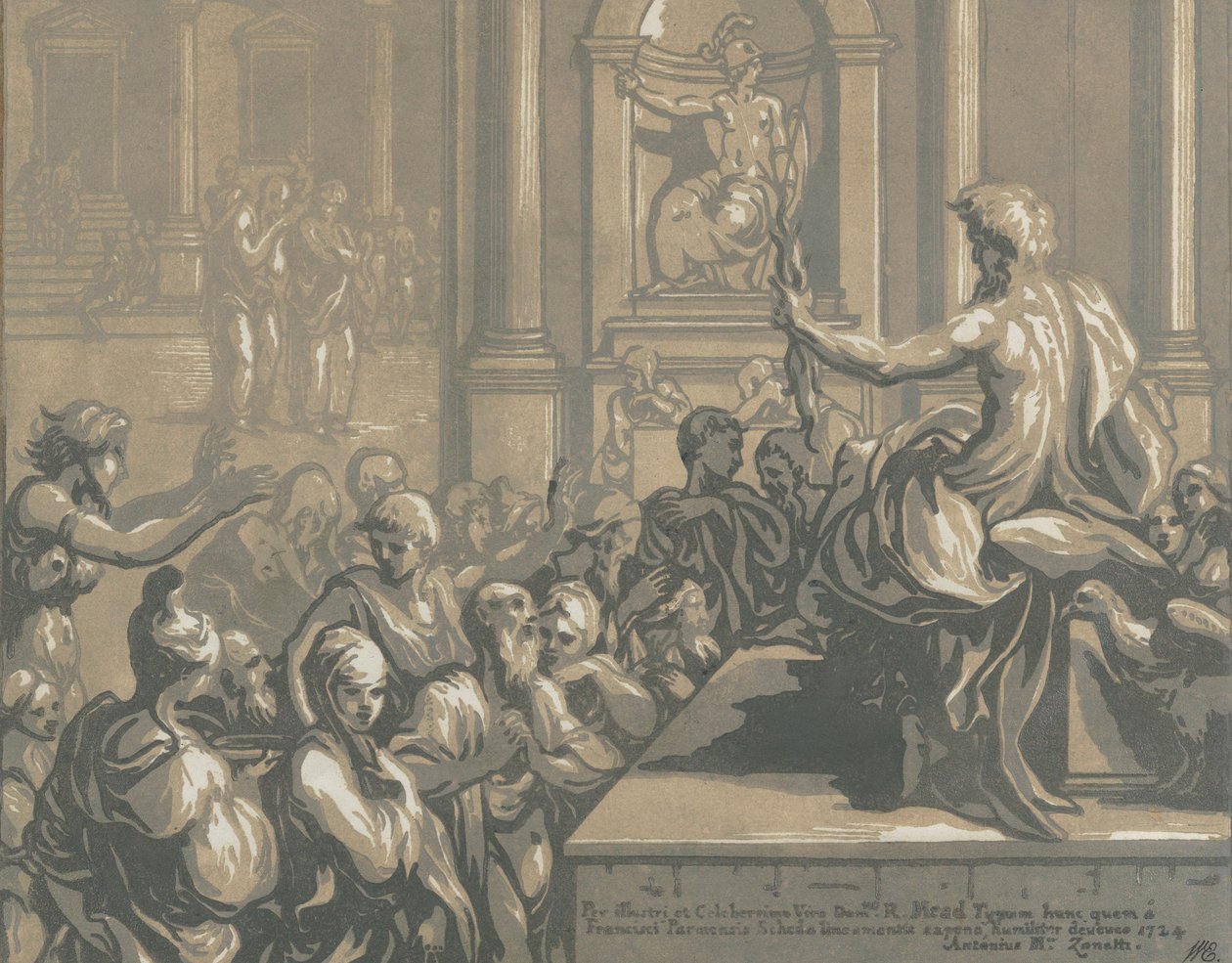 Szent János evangélista prédikál egy templomban, 1724. alkotó: Anton Maria Zanetti