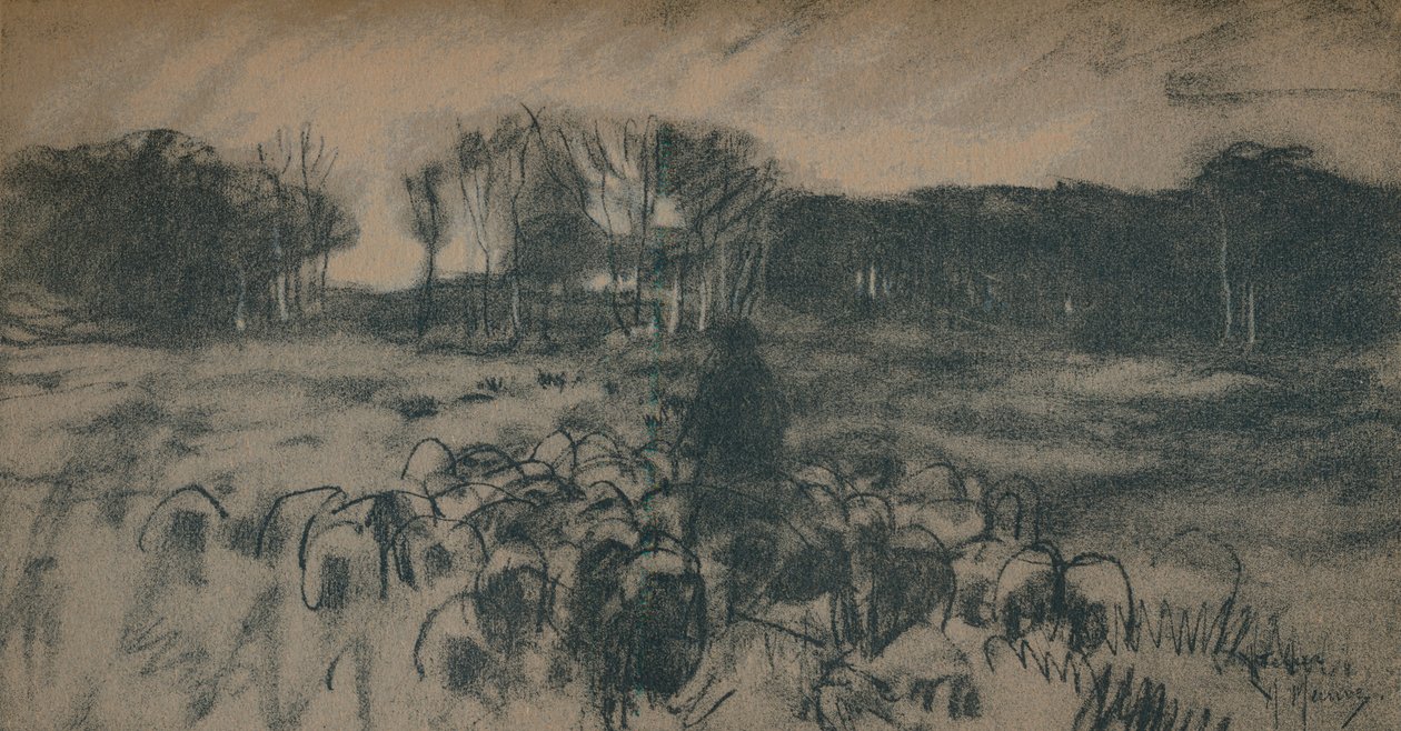 Vázlat egy pásztorról és nyájáról, XIX alkotó: Anton Mauve