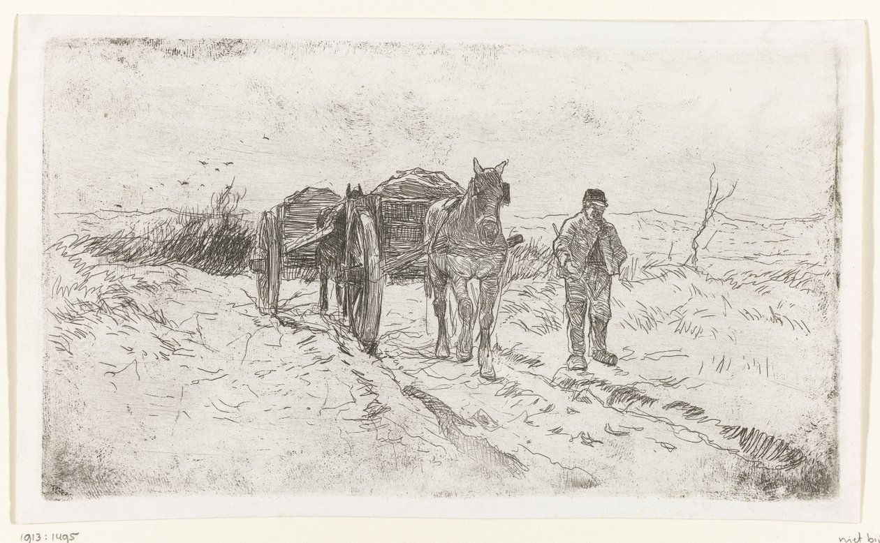 Gazda két lovaskocsi mellett alkotó: Anton Mauve