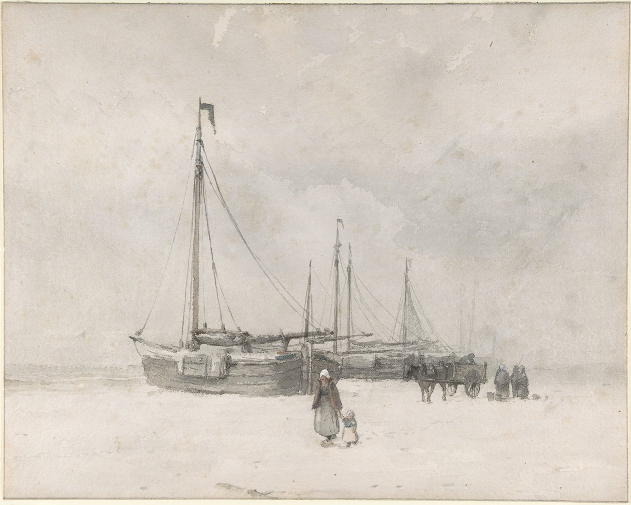 Halászhajók a tengerparton télen alkotó: Anton Mauve