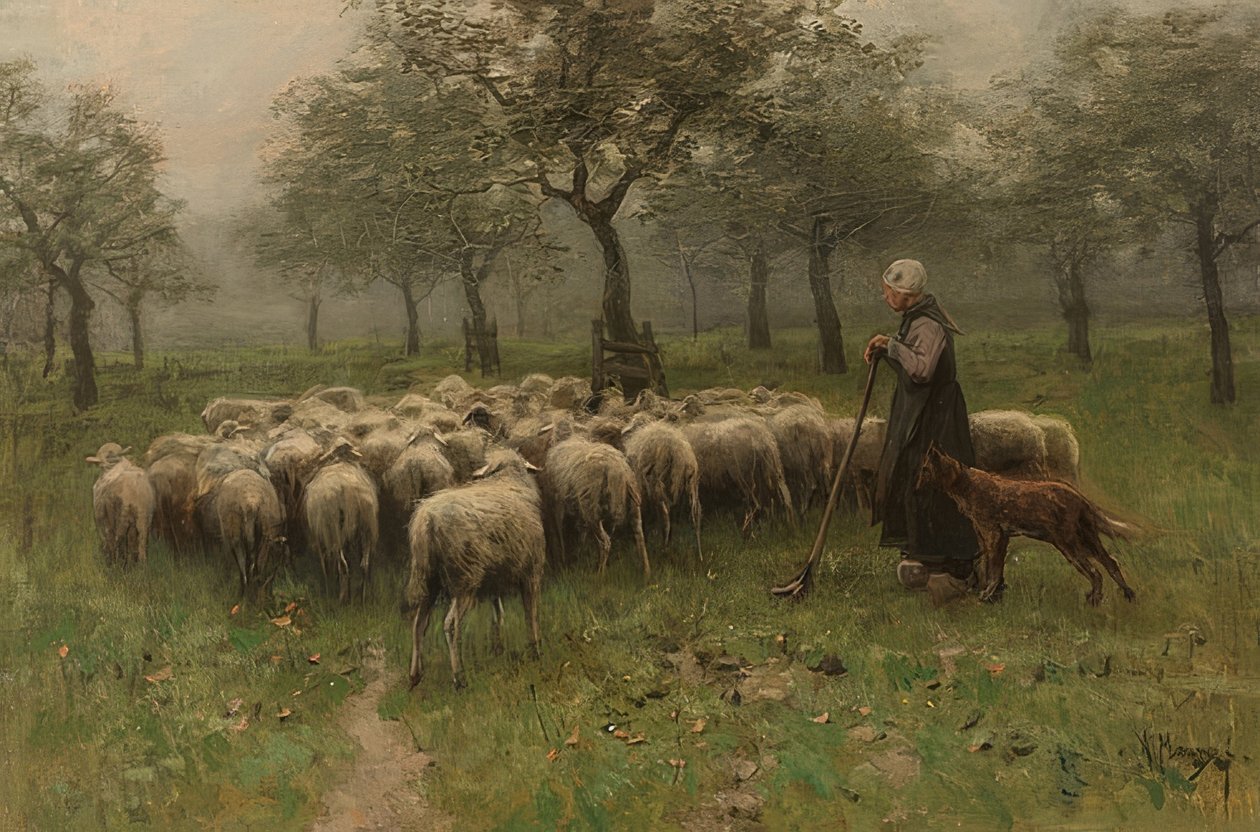 Pásztorlány birkanyájjal. 1870-88 körül alkotó: Anton Mauve