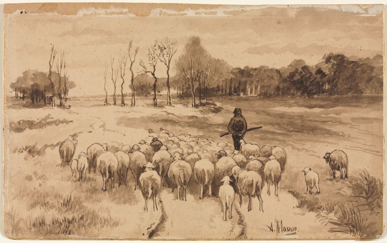 Pásztor a nyájával, c. 1870. alkotó: Anton Mauve