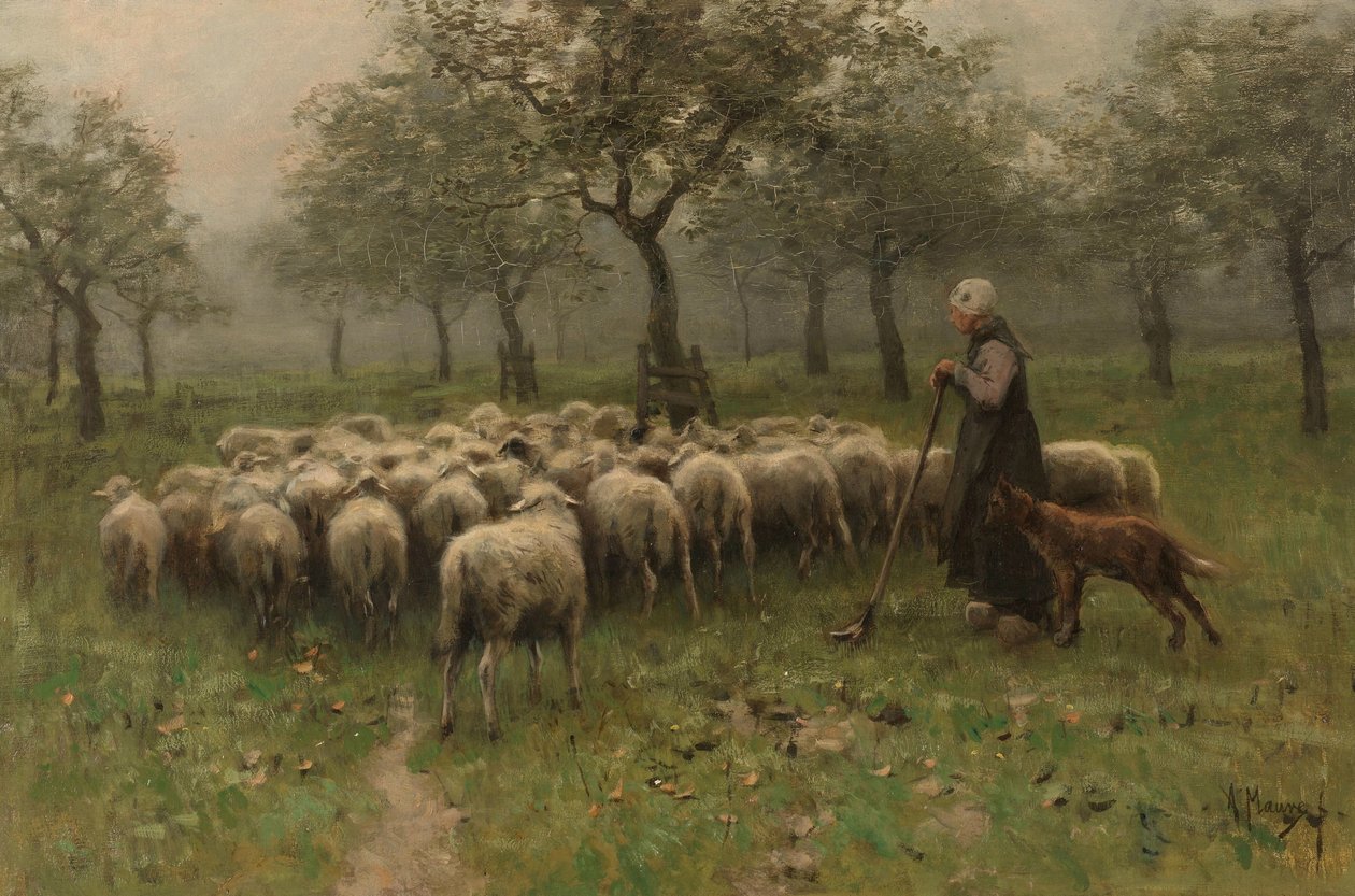 Pásztorlány juhnyájjal alkotó: Anton Mauve
