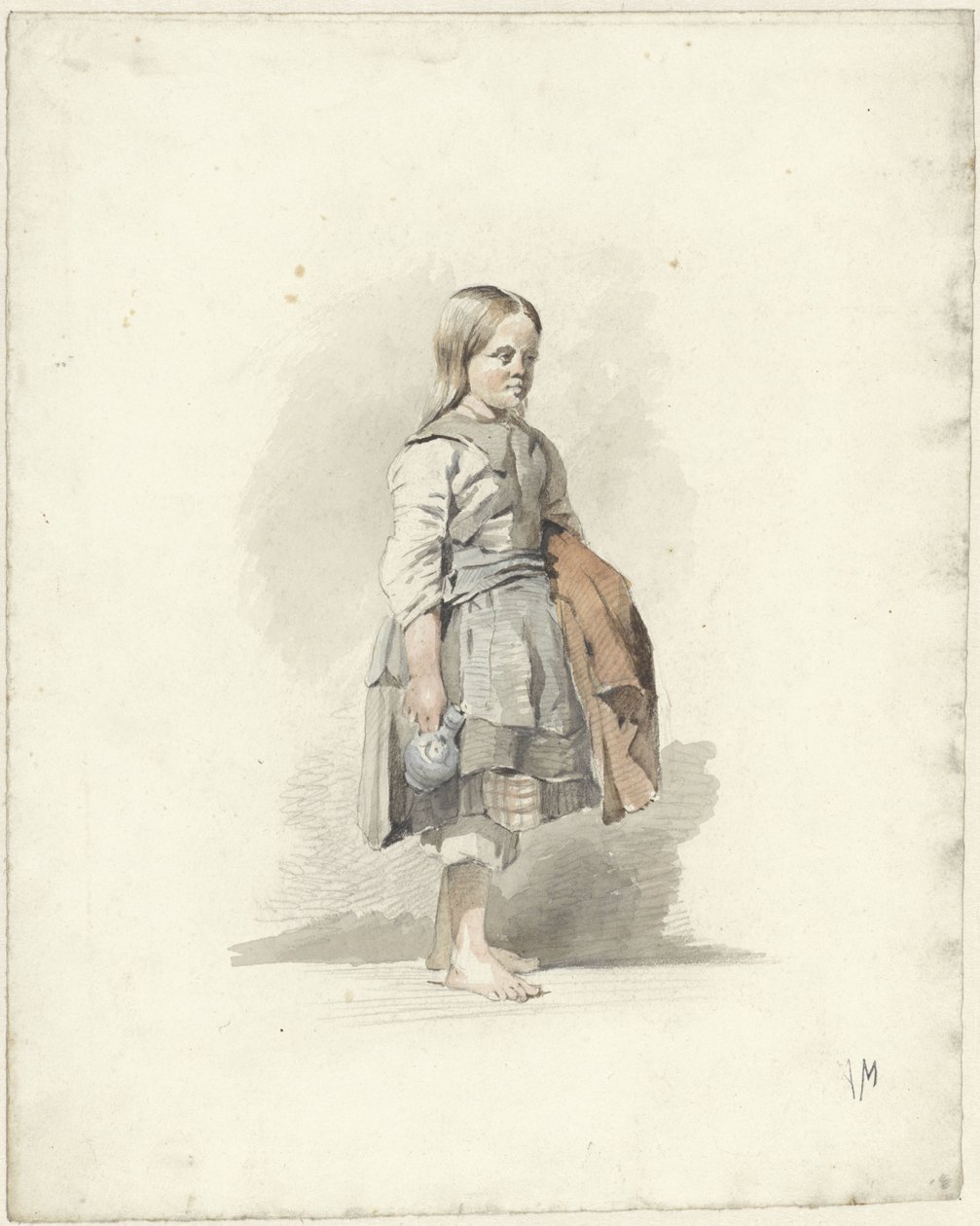 Álló lány kancsóval és köpennyel a hóna alatt alkotó: Anton Mauve