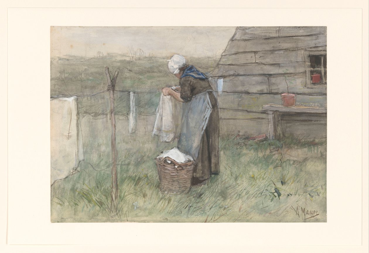 Nő a szárítókötélen alkotó: Anton Mauve