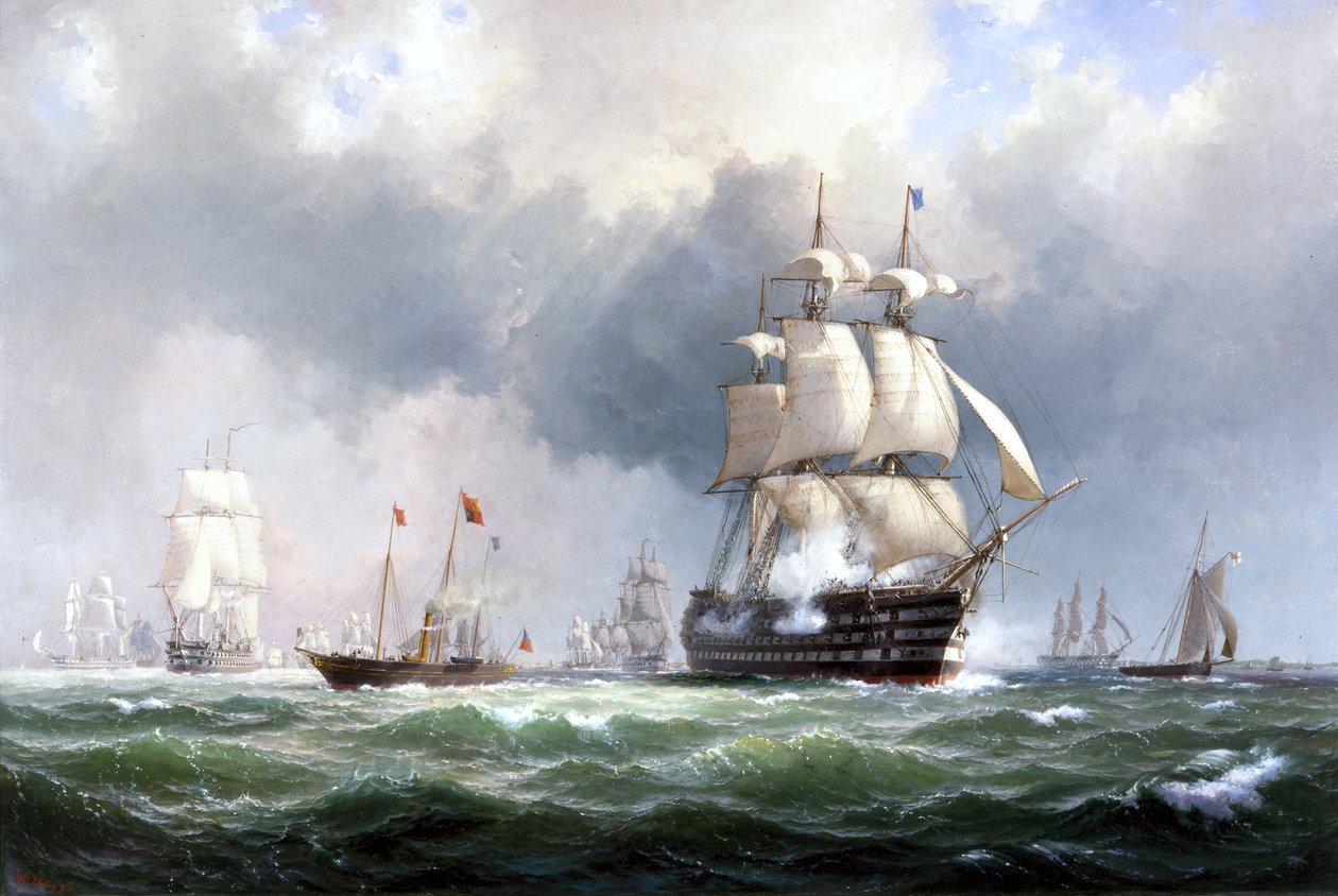 A balti flotta elhagyja Spitheadet, 1854. március 15 alkotó: Anton Melbye