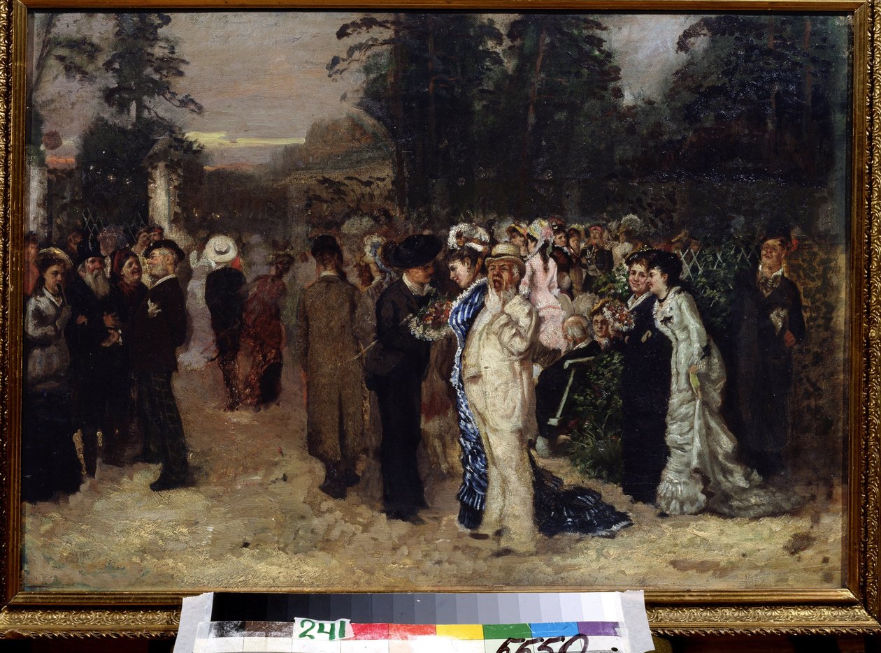 Nyilvános ünnepségek a Sokolniki Parkban (Moszkva) (Nyilvános mulatság Sokolnikiben). Nyikolaj Pavlovics Csehov (1859-1889) festménye. Olaj, vászon, orosz művészet. Állami Központi Irodalmi Múzeum, Moszkva. alkotó: Anton Pavlovich Chekhov