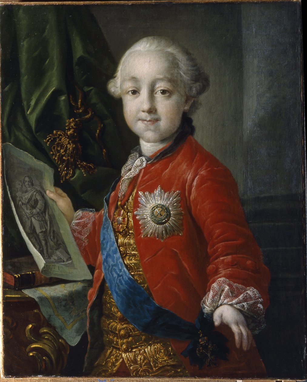 Pavel Petrovics Romanov nagyherceg (1754-1801) gyermekkori portréja. (Pavel Petrovich nagyherceg gyermekkori portréja). Oroszország császára 1796-tól 1801-ig. Anton Pavlovics Losenko (1737-1773) festménye, olaj, vászon alkotó: Anton Pavlovich Losenko