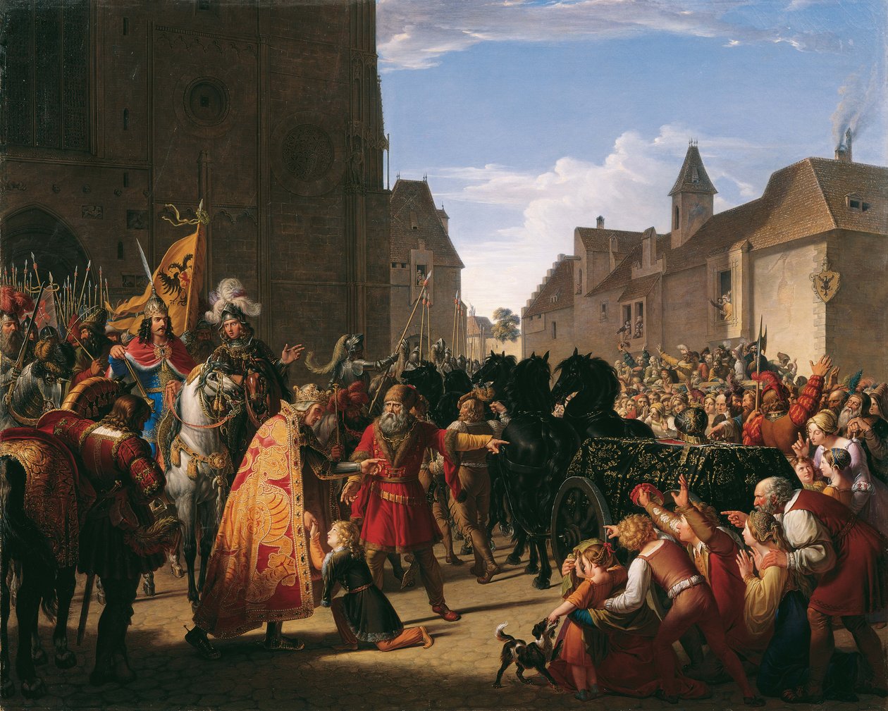Premysl Ottokár király fia, Vencel Habsburgi Rudolftól kéri apja holttestét, 1826. alkotó: Anton Petter