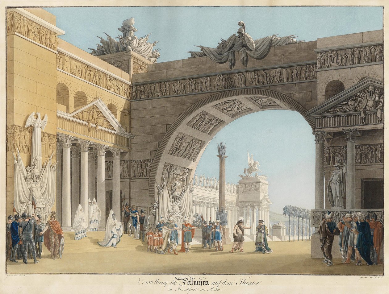 Antonio Salieri Palmira, regina di Persia című operájának színpadterve - Radl, Anton (1774-1852) - 19. század első negyede. - Rézkarc, akvarell - 51,3x73,4 - Magángyűjtemény alkotó: Anton Radl