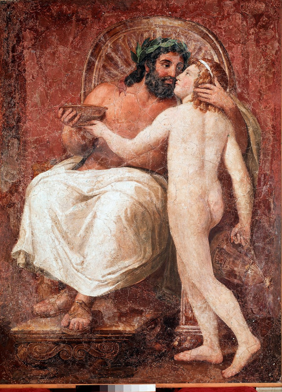Jupiter és Ganymedes Zeusz megcsókolja szerelmét, Ganümédészt. Anton Raphael Mengs (1728-1779) freskója vászon 18. századi V. 178,7x137 cm Róma, Galleria Nazionale Corsini alkotó: Anton Raphael Mengs
