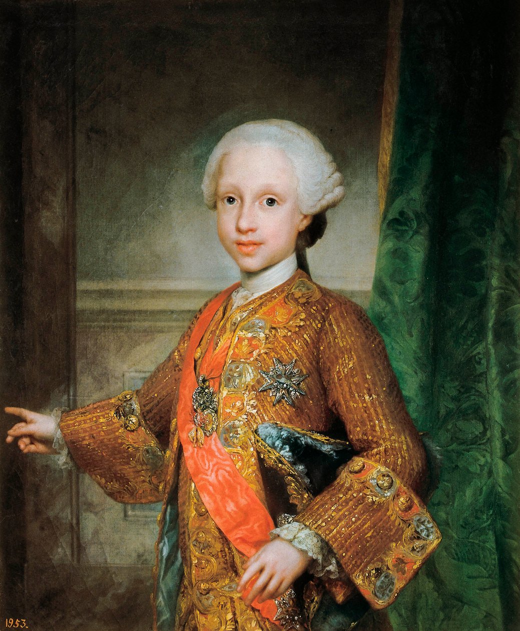 Francois Xavier de Bourbon (1757-1771), Spanyolország csecsemőjének, a Szentlélek lovagjának (Szentlélek) portréja. Anton Raphael Mengs (1728-1779) festménye. 1765 körül. Madrid. Prado Múzeum. alkotó: Anton Raphael Mengs