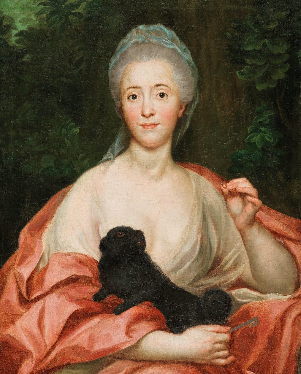 Mariana de Silva-Bazán y Sarmiento hercegnő portréja 1739-1784, kutyával, 1760 körül. alkotó: Anton Raphael Mengs
