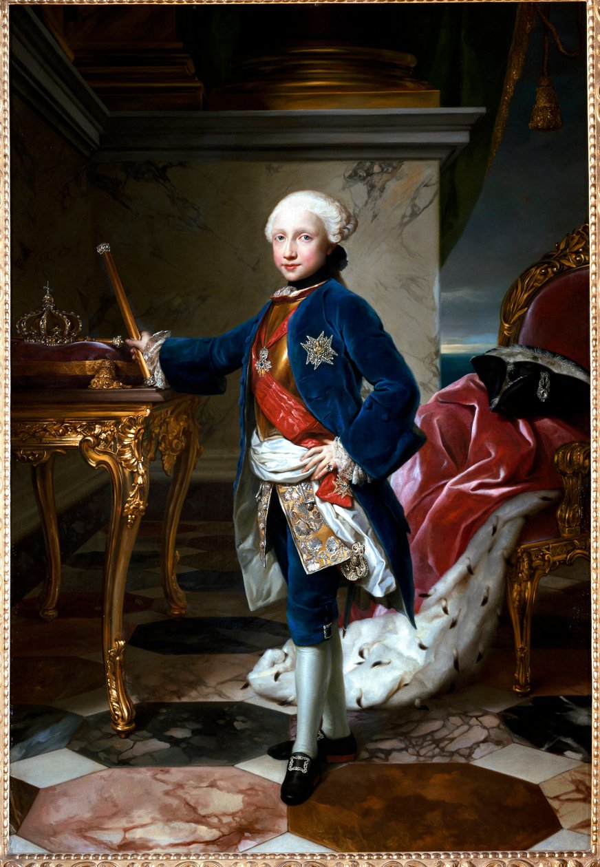 Bourbon I. Ferdinánd vagy IV. Ferdinánd, Nápoly királyának portréja kilenc évesen alkotó: Anton Raphael Mengs
