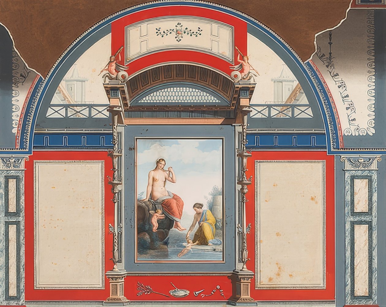 Egy római ház falfestménye a Villa Negroni területén Rómában, Vénusz és egy nimfa erotákkal. 1778 alkotó: Anton Raphael Mengs