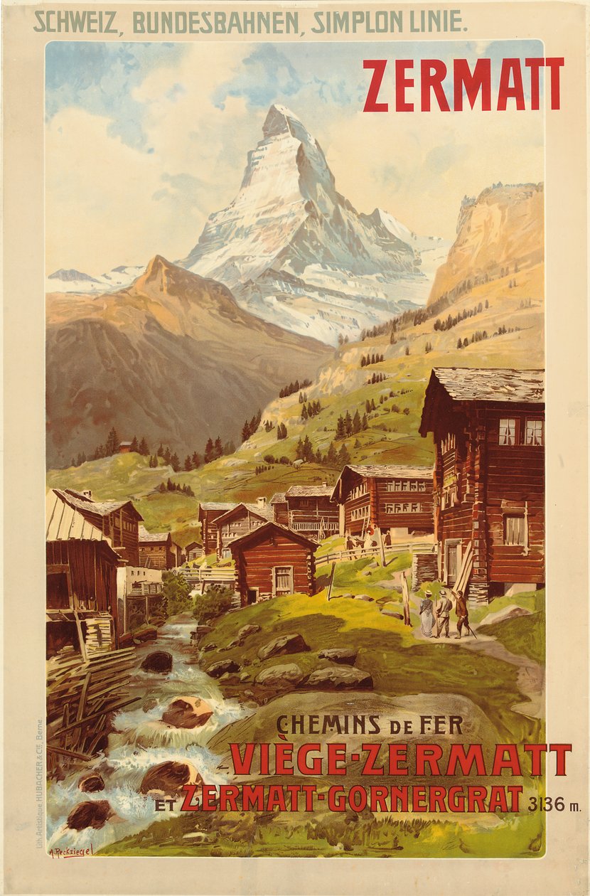 Zermatt, 1900 körül (színes litó) alkotó: Anton Reckziegel