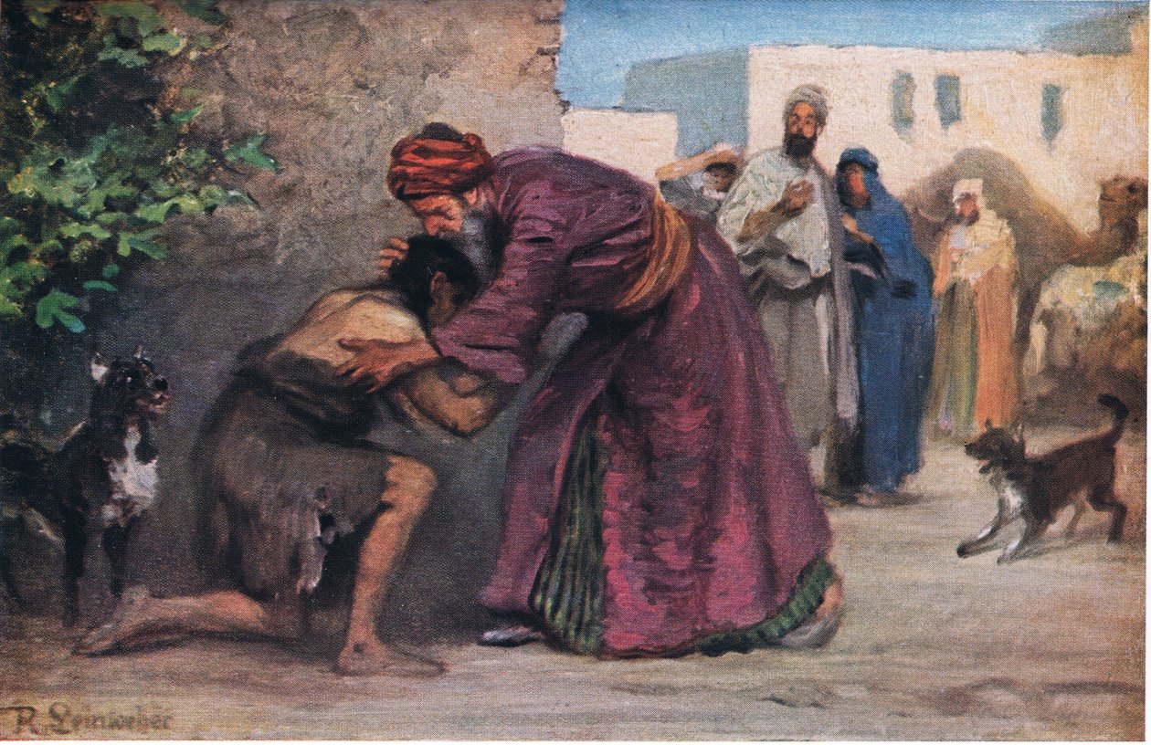 A tékozló fiú, Hulbert Biblia története című művéből, amelyet a The John Winston Company adott ki, 1932 alkotó: Anton Robert Leinweber