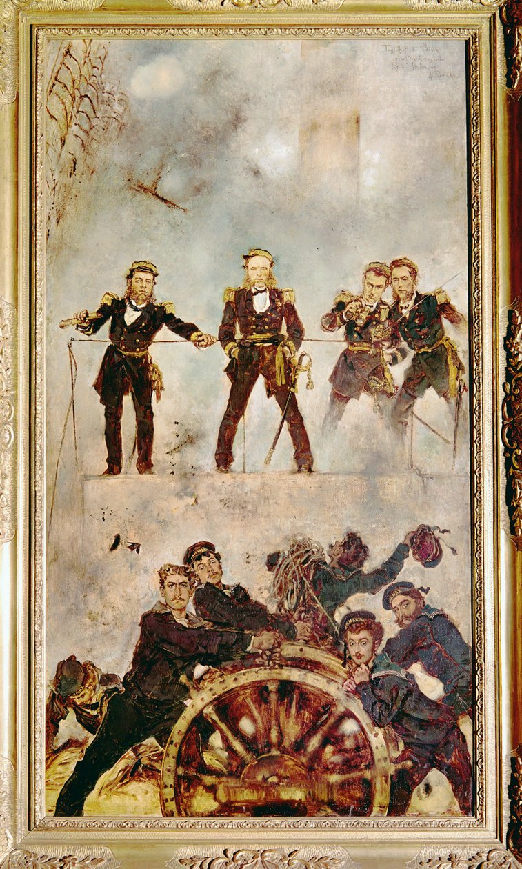 Wilhelm Tegethoff admirális az SMS Ferdinand Max főherceg hídján, a lissai csata során az olasz flotta ellen ... (festmény, vászon) alkotó: Anton Romako