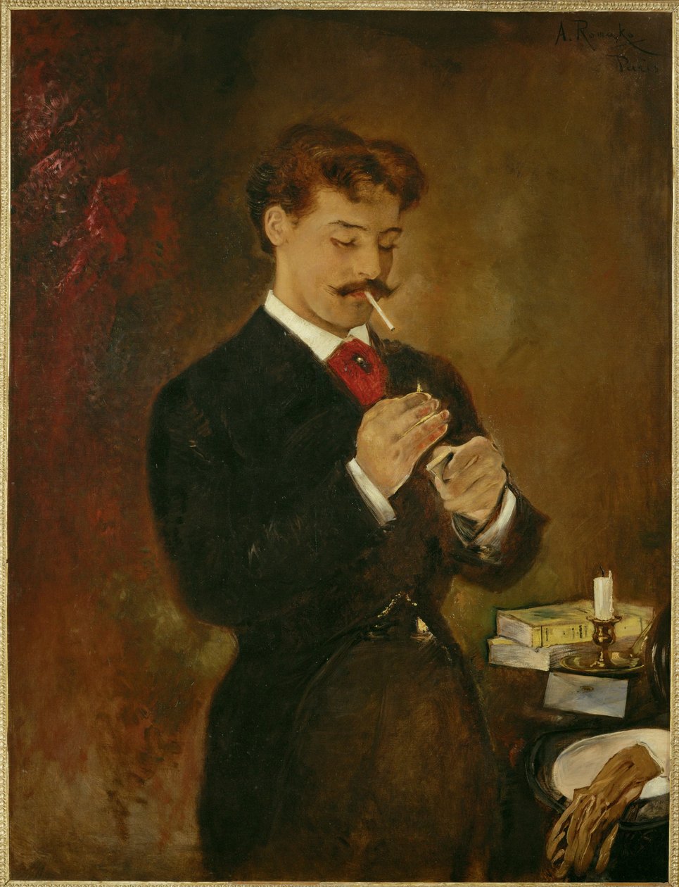 Portrait of a young man ... (festmény, vászon) alkotó: Anton Romako
