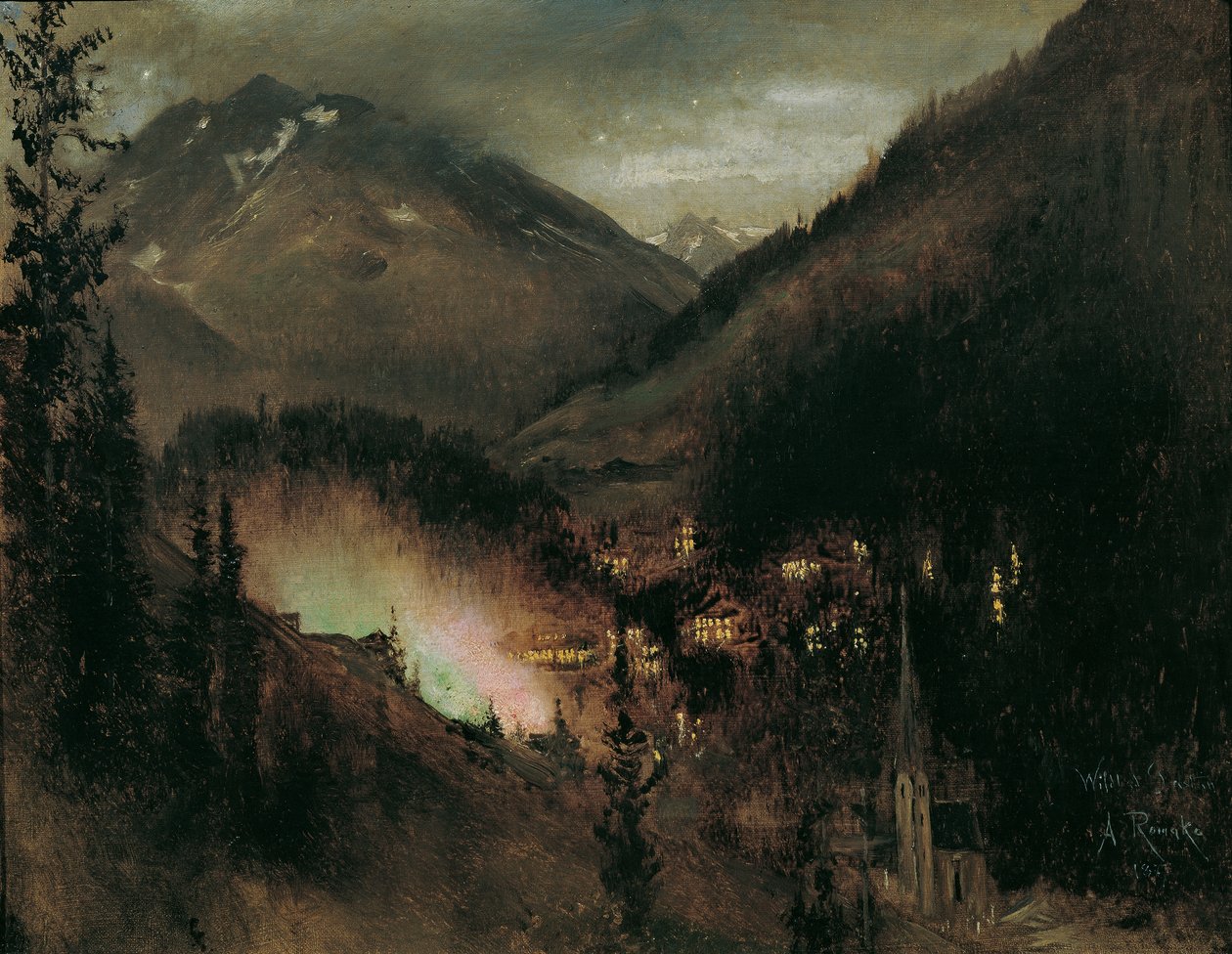 Wildbad Gastein este (bengáli világítással) alkotó: Anton Romako