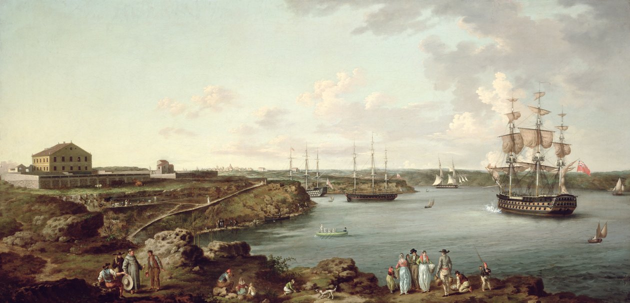 A Királyi Haditengerészet hajói Port Mahonban, Minorcán alkotó: Anton Schantz