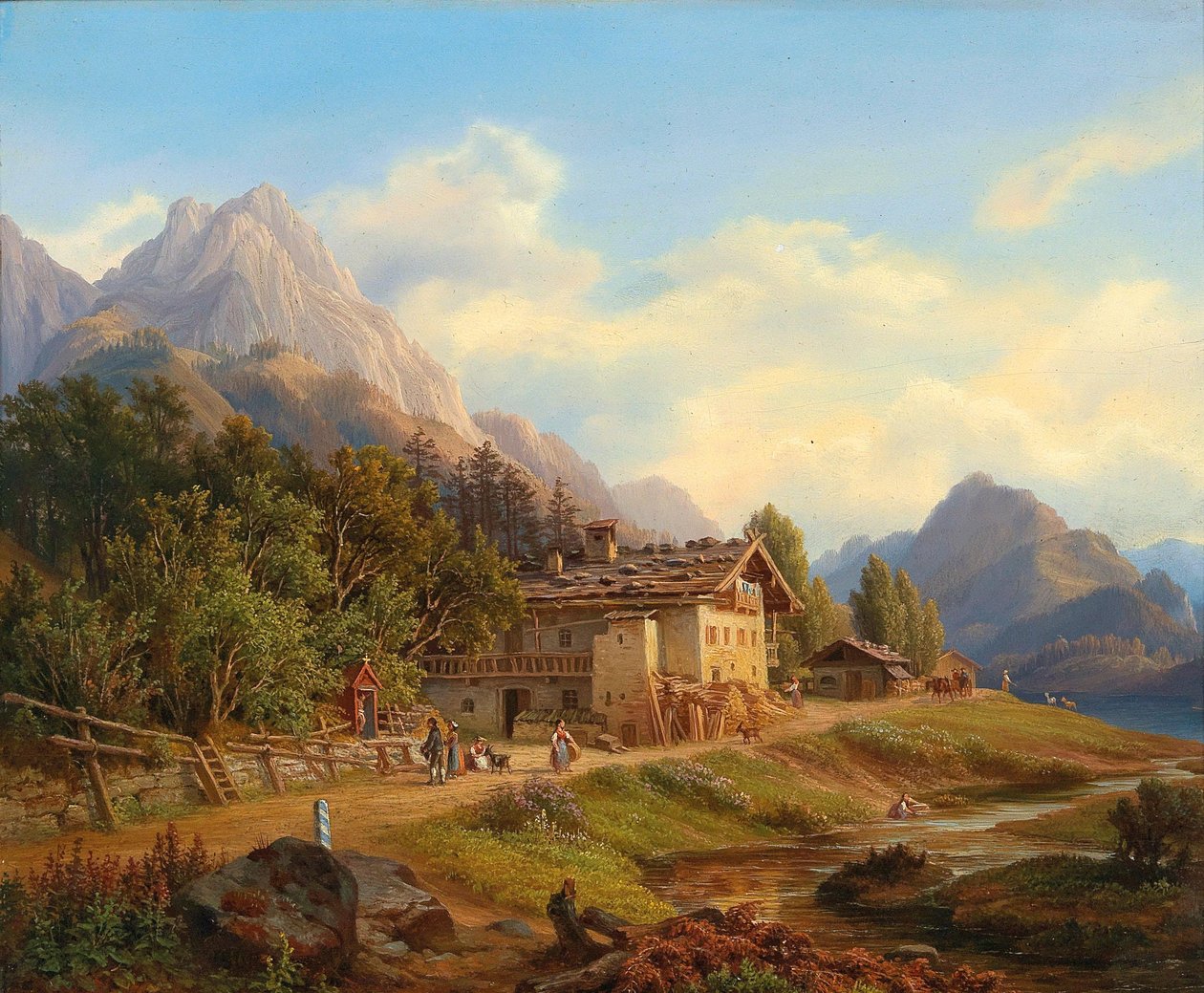 Német: Partie am Hintersee a Berchtesgaden melletti Ramsauban alkotó: Anton Schiffer