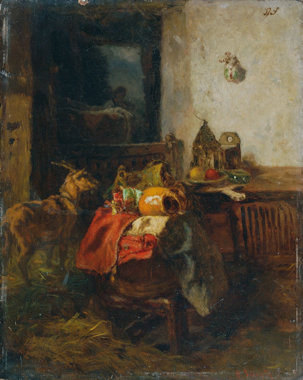 Parasztszoba csendélettel alkotó: Anton Schrodl