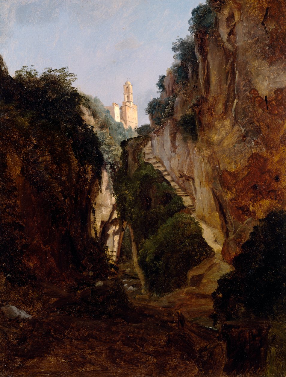 Sziklás-szurdok Sorrentóban, Anton Sminck Pitloo (1791-1837), Hollandia, XX. század alkotó: Anton Sminck Pitloo
