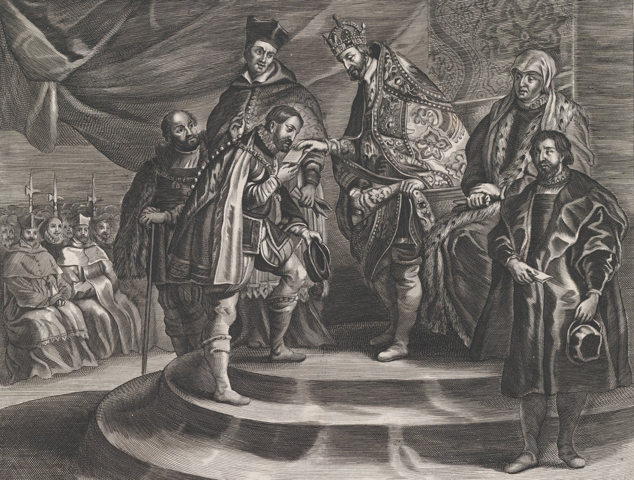 25. tábla: Fülöp atyja, V. Károly spanyol királlyá koronázta Guillielmus Becanus..., 1636. alkotó: Anton van der Does