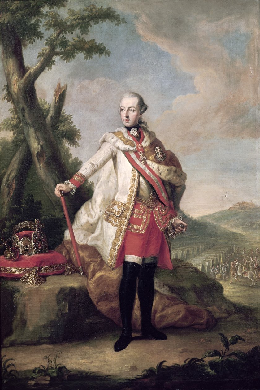 Habsbourg-Lotharingia II. József (1741-90), Szent-római császár teljes alakos portréja, 1765 körül alkotó: Anton von Maron