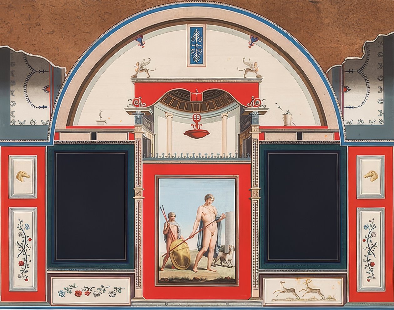 Falfestmény egy római házról a Villa Negroni területén Rómában, Adonis fiatalemberrel. 1779 alkotó: Anton von Maron