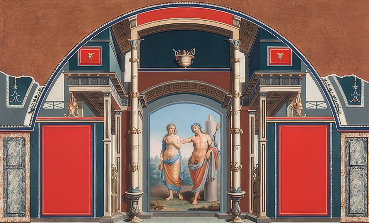 Falfestmény egy római házról a római Villa Negroni területén, amelyen Bacchus és Ariadne látható. 1783 alkotó: Anton von Maron