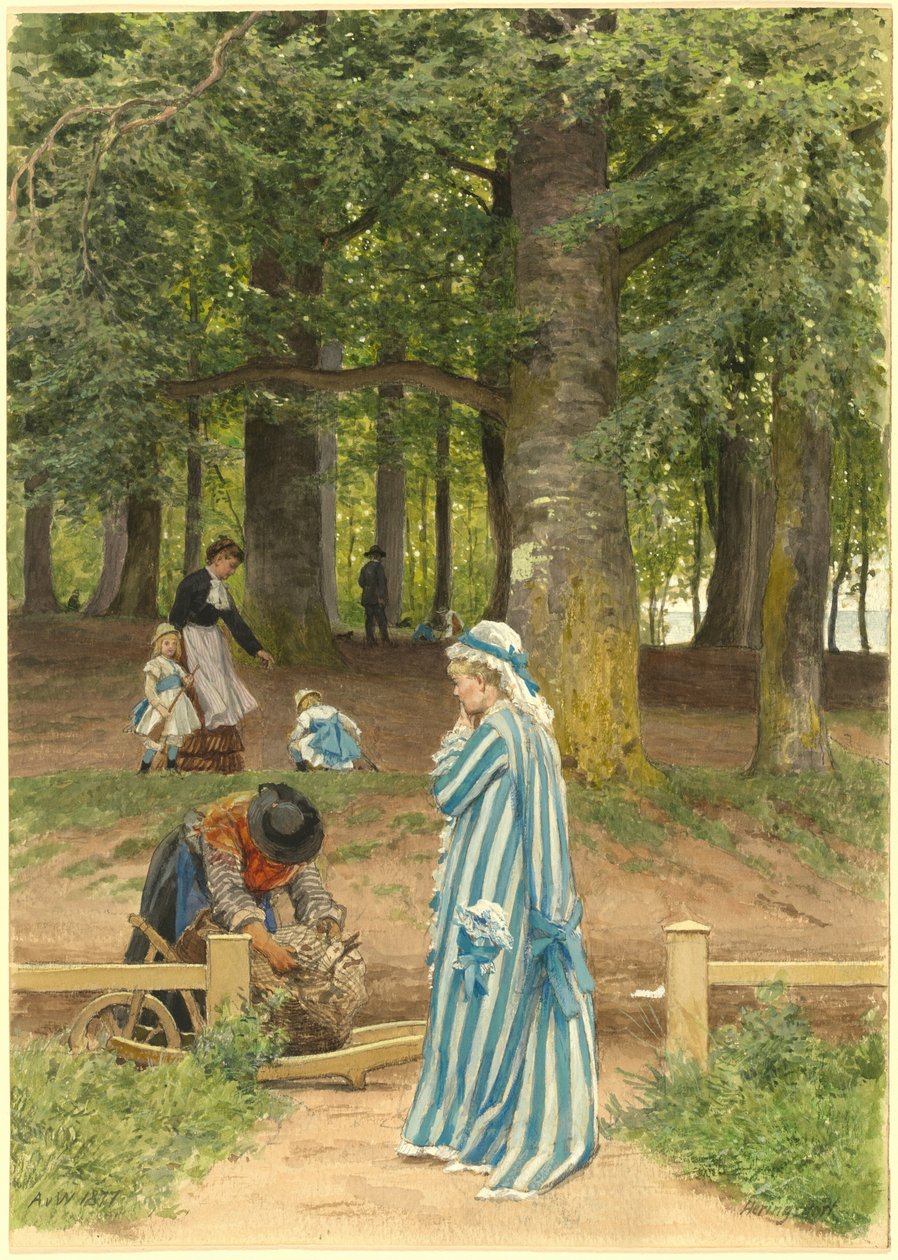 A művész felesége és lányai egy heringsdorfi parkban alkotó: Anton Alexander von Werner