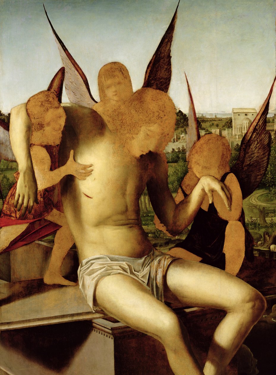 Krisztus három angyal által támogatott alkotó: Antonello da Messina