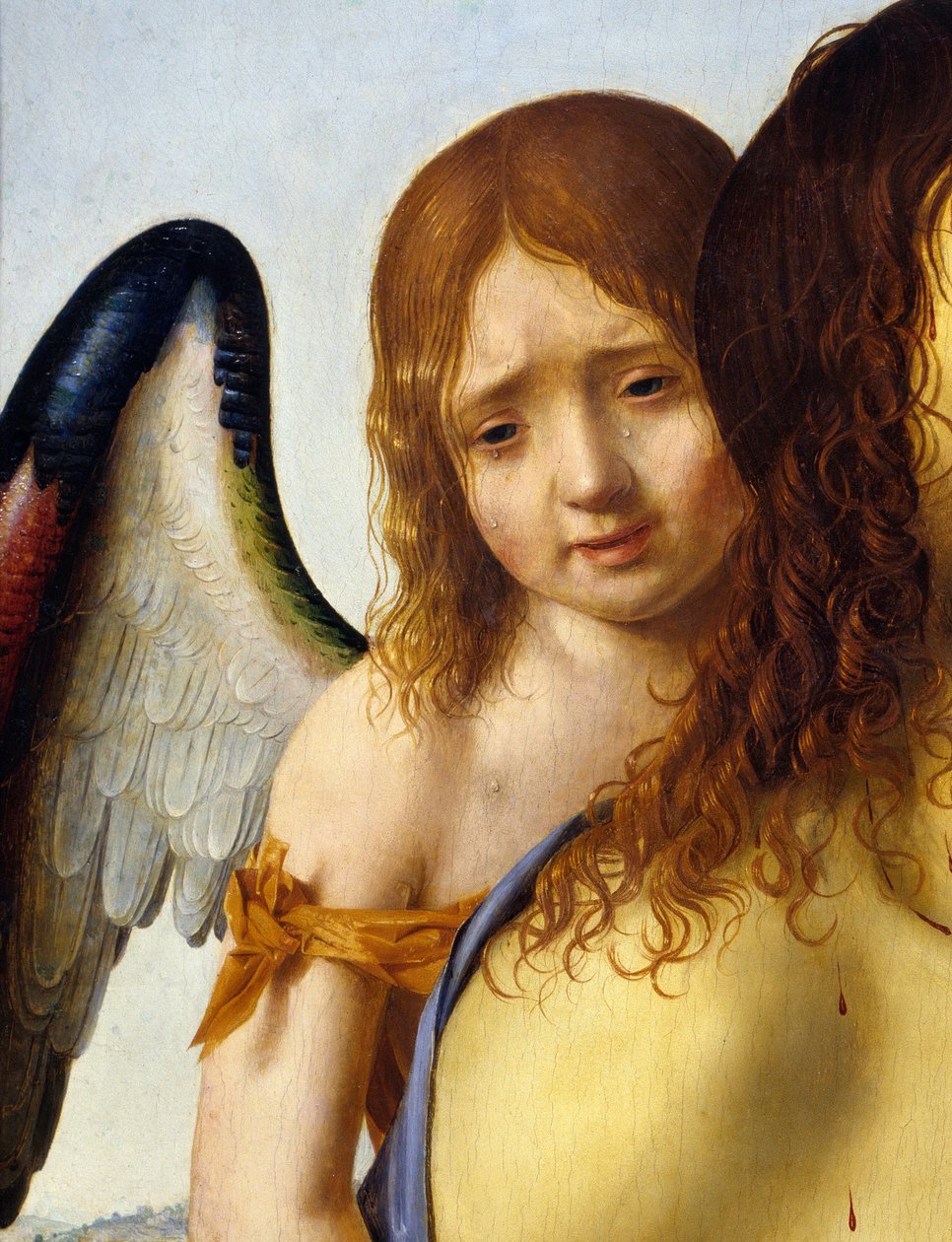 Részlet a "" Az angyal által támogatott halott Krisztusról"" Antonello da Messina (1430-1479) festménye 1476-1479 V. 0,74x0,51 m Madrid, Prado Múzeum. alkotó: Antonello da Messina