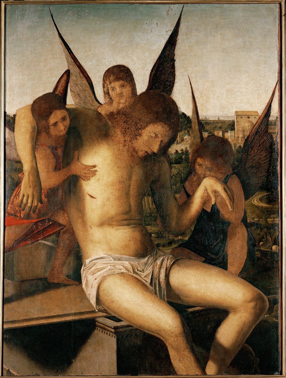 Pieta három angyallal, 1475 körül (olaj, fa) alkotó: Antonello da Messina