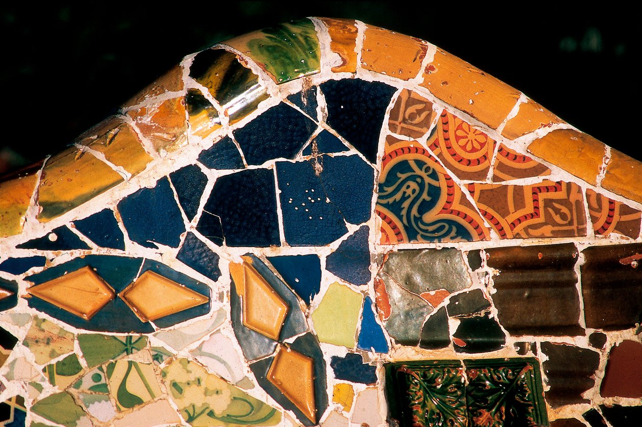 Park Güell, Barcelona, ​​részletek alkotó: Antoni Gaudi