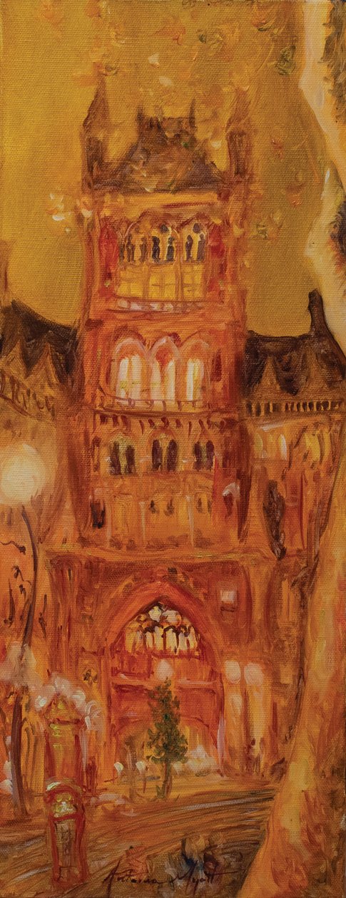St Pancras állomás, 2014 (olaj, vászon) alkotó: Antonia Myatt