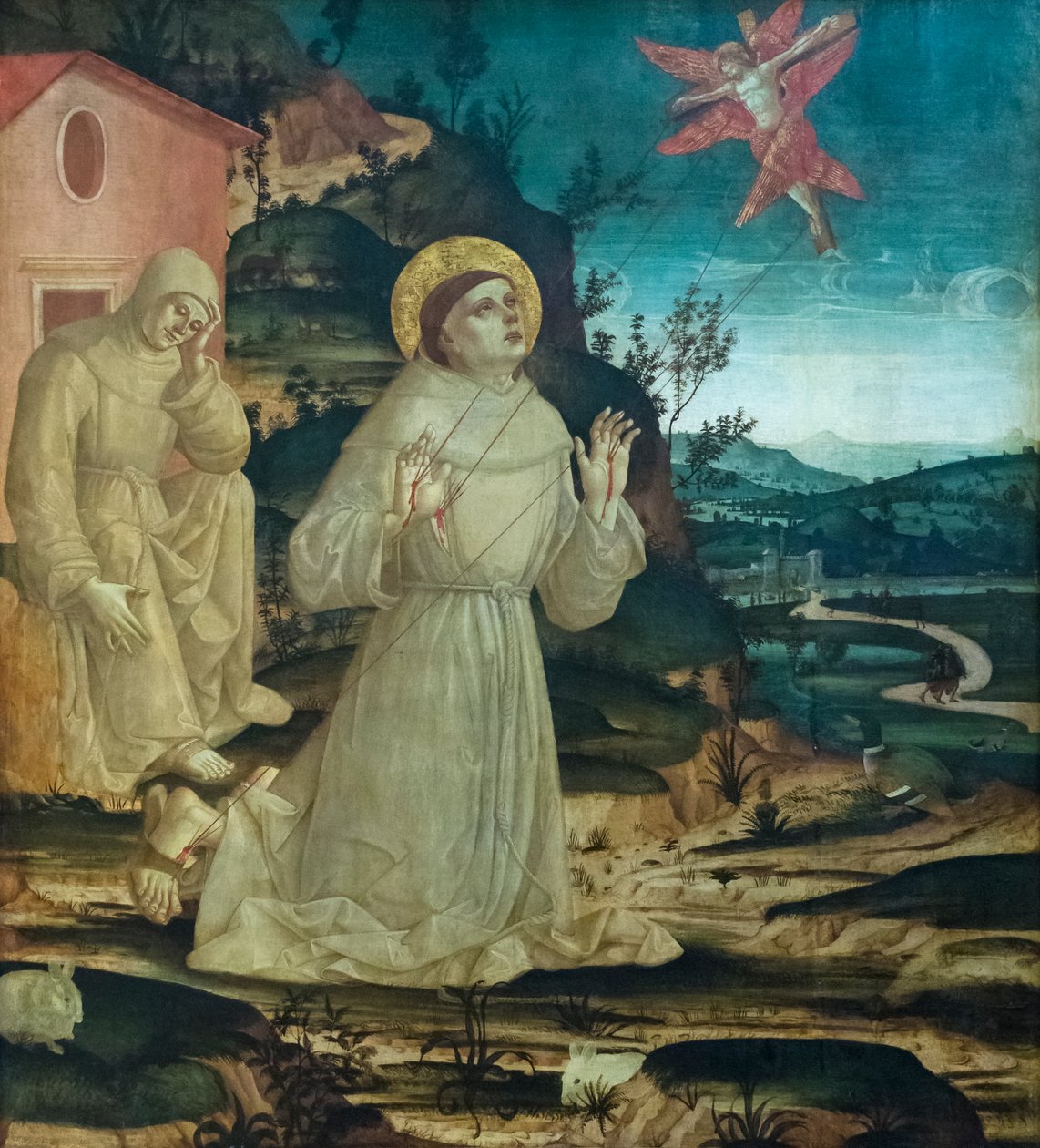 Assisi Szent Ferenc stigmát kap (tempera falapon) alkotó: Antoniazzo (workshop of) Romano