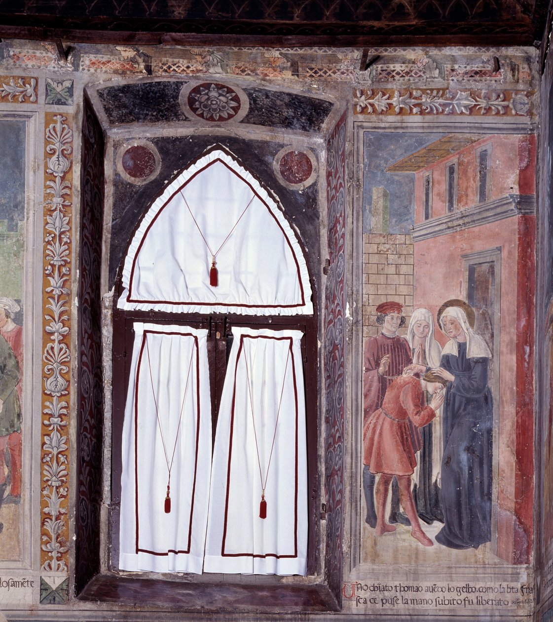 Szent Francesca Romana élete: A púpos meggyógyult a szent által (Fresco alkotó: Antoniazzo Romano