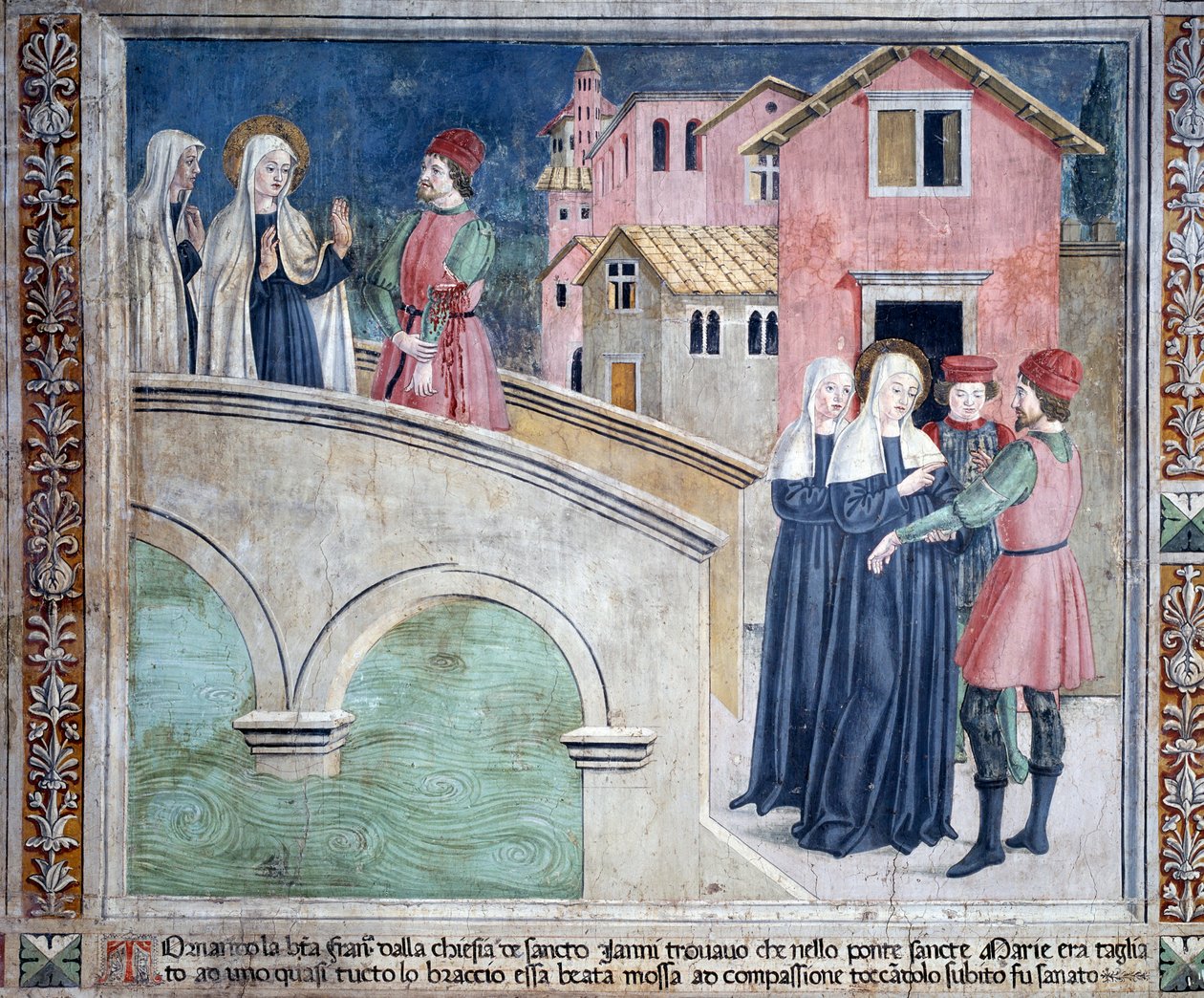 Szent Francesca Romana élete: Lateráni Szent János visszatérésekor a szent meggyógyít egy levágott karú férfit (Fresco alkotó: Antoniazzo Romano