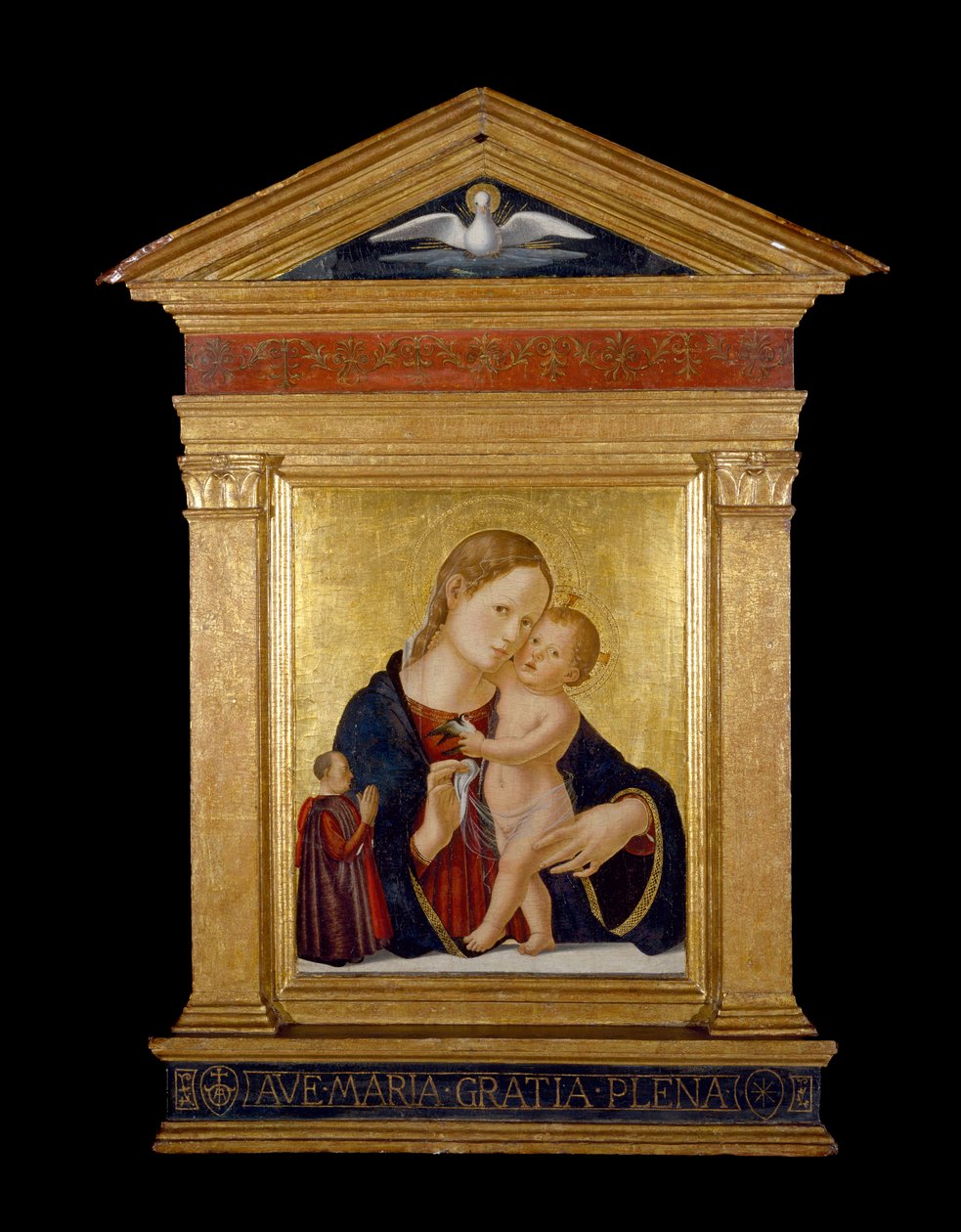 Szűz és gyermek donorral, 1480 körül (tempera és aranylevél a panelen) alkotó: Antoniazzo Romano