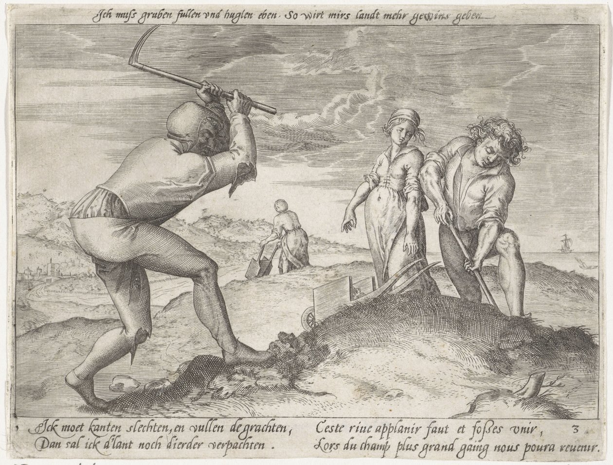 A föld kiegyenlítése Gabonatermesztés (sorozat címe) alkotó: Antonie Wierix (II) (possibly)