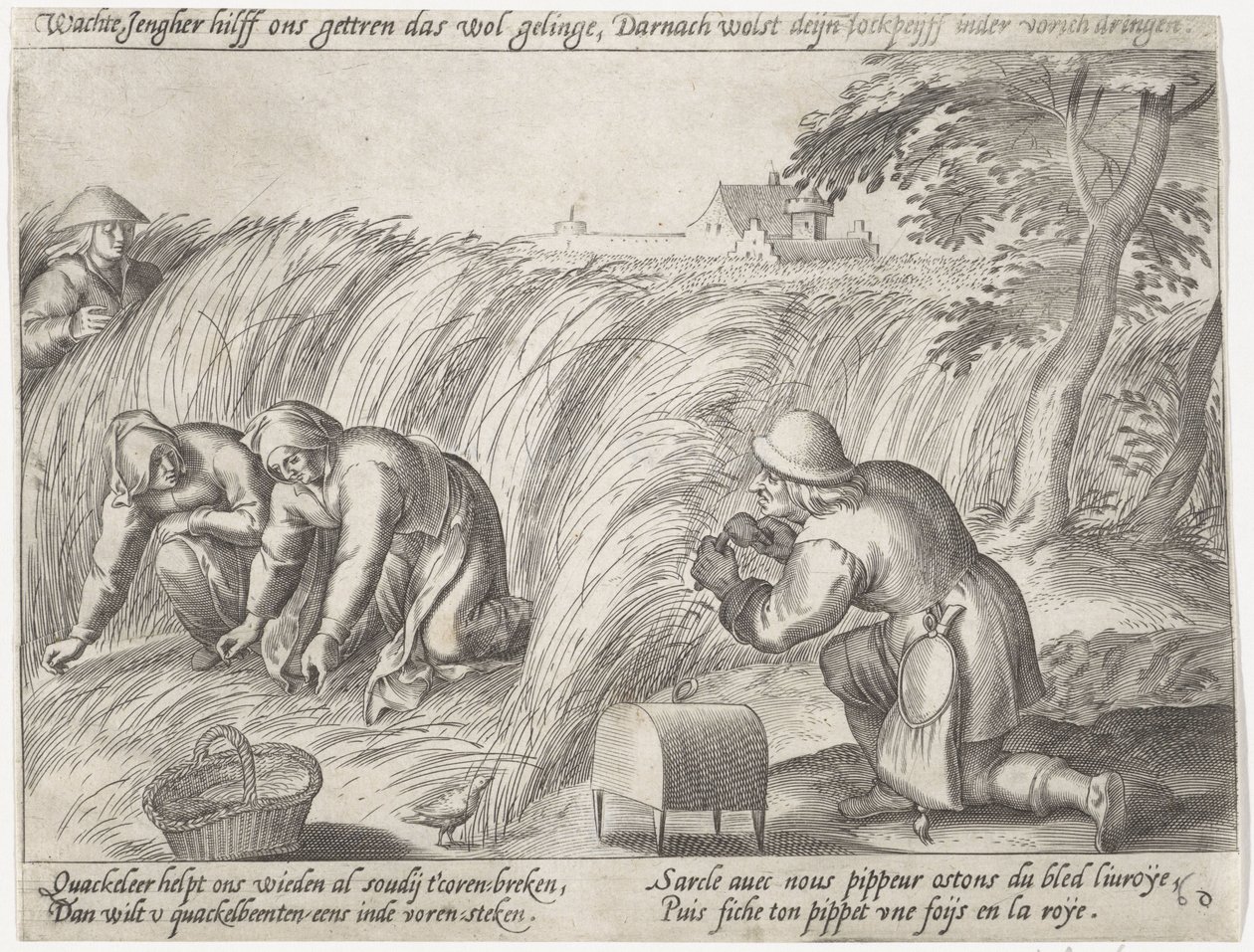 Gyomlálás a földön Gabonatermesztés (sorozat címe) alkotó: Antonie Wierix (II) (possibly)