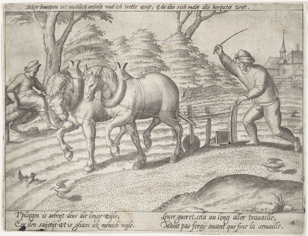 A föld szántása Gabonatermesztés (sorozat címe) alkotó: Antonie Wierix (II) (possibly)