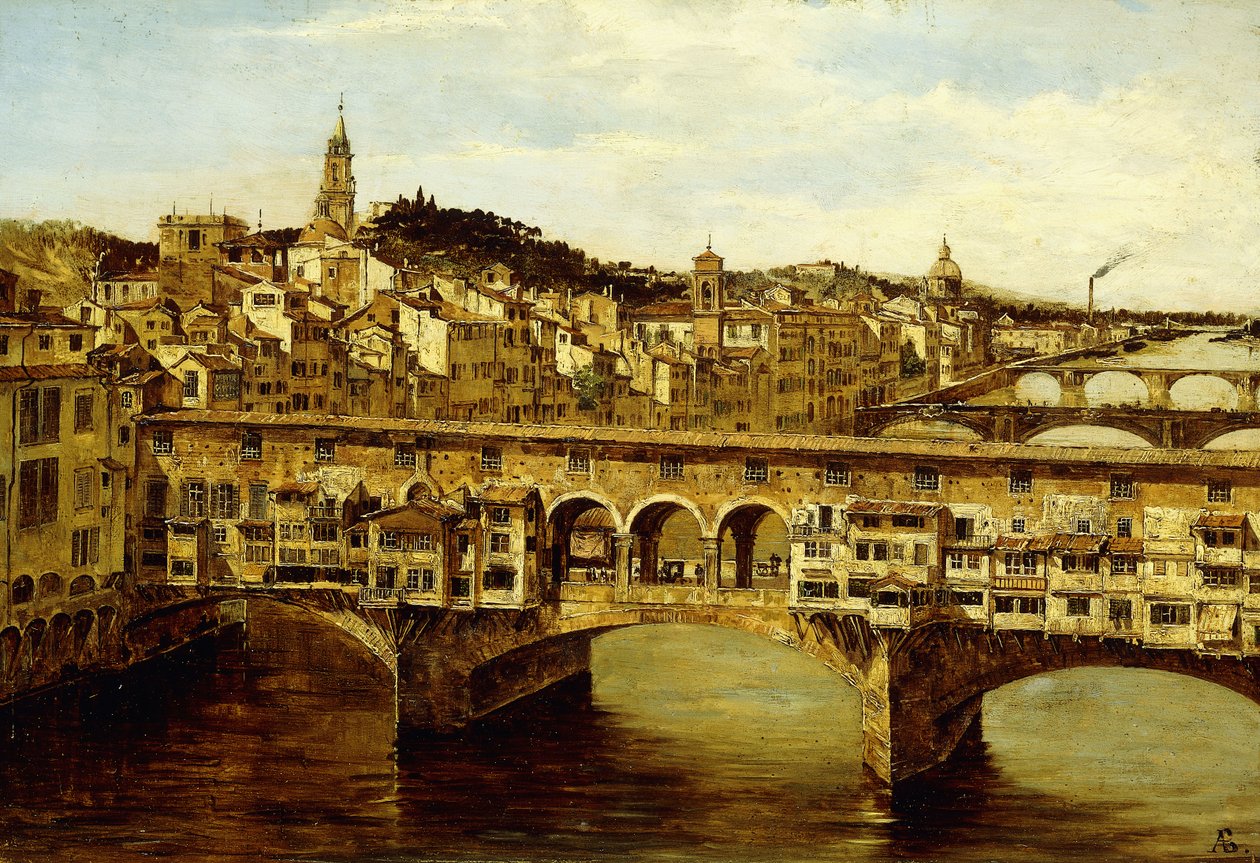 Kilátás a Ponte Vecchio-ra, Firenze, alkotó: Antonietta Brandeis
