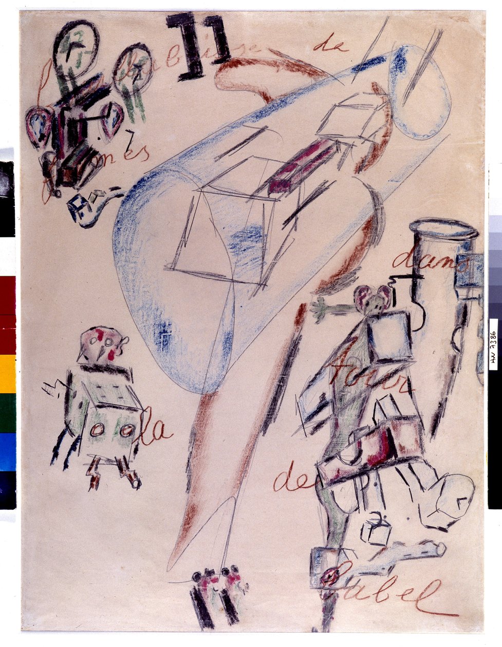 A formák bouillabaisse-je a Bábel tornyában, 1946. február (rajz) alkotó: Antonin Artaud