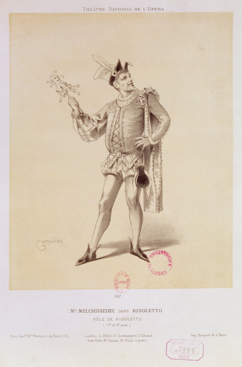 Melchissedec úr portréja, mint Rigoletto Verdi Rigolettóban alkotó: Antonin Marie Chatiniere