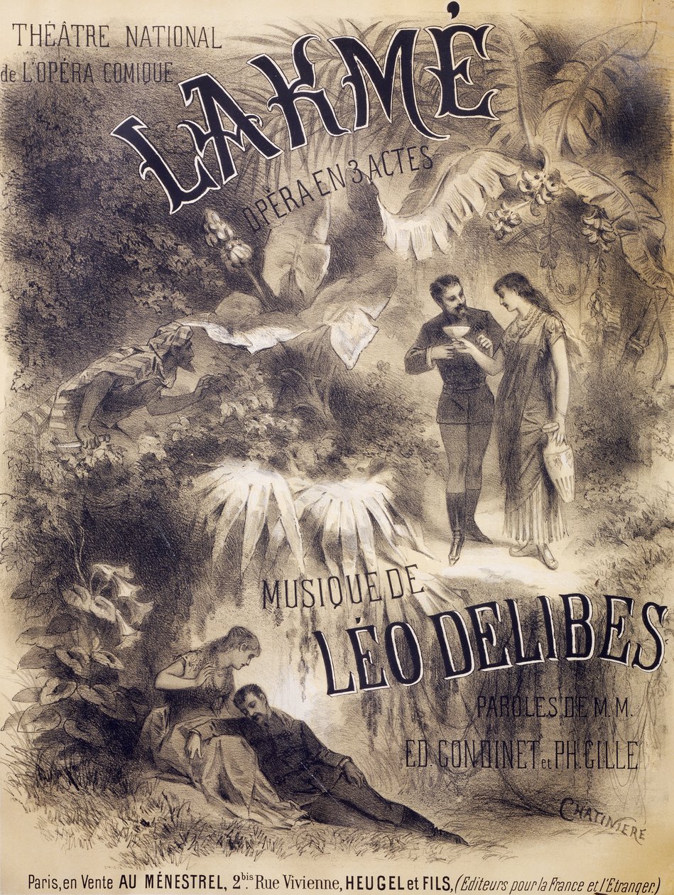 Lakme plakátja, opera Edmond Gondinet és Philippe Gille librettójával, zenéje Leo Delibes, Theatre National de l
