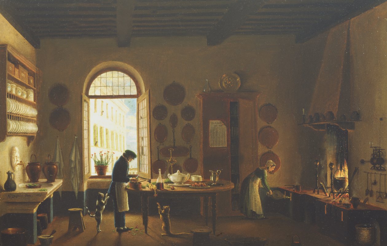 A Palazzo Mozzi konyhája, Firenze alkotó: Antonio Digerini